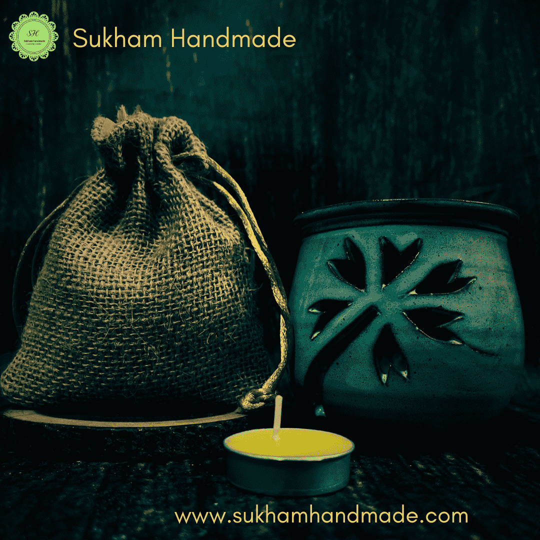 Bhimseni Karpoor with Ceramic Diffuser and Tea Light Candle