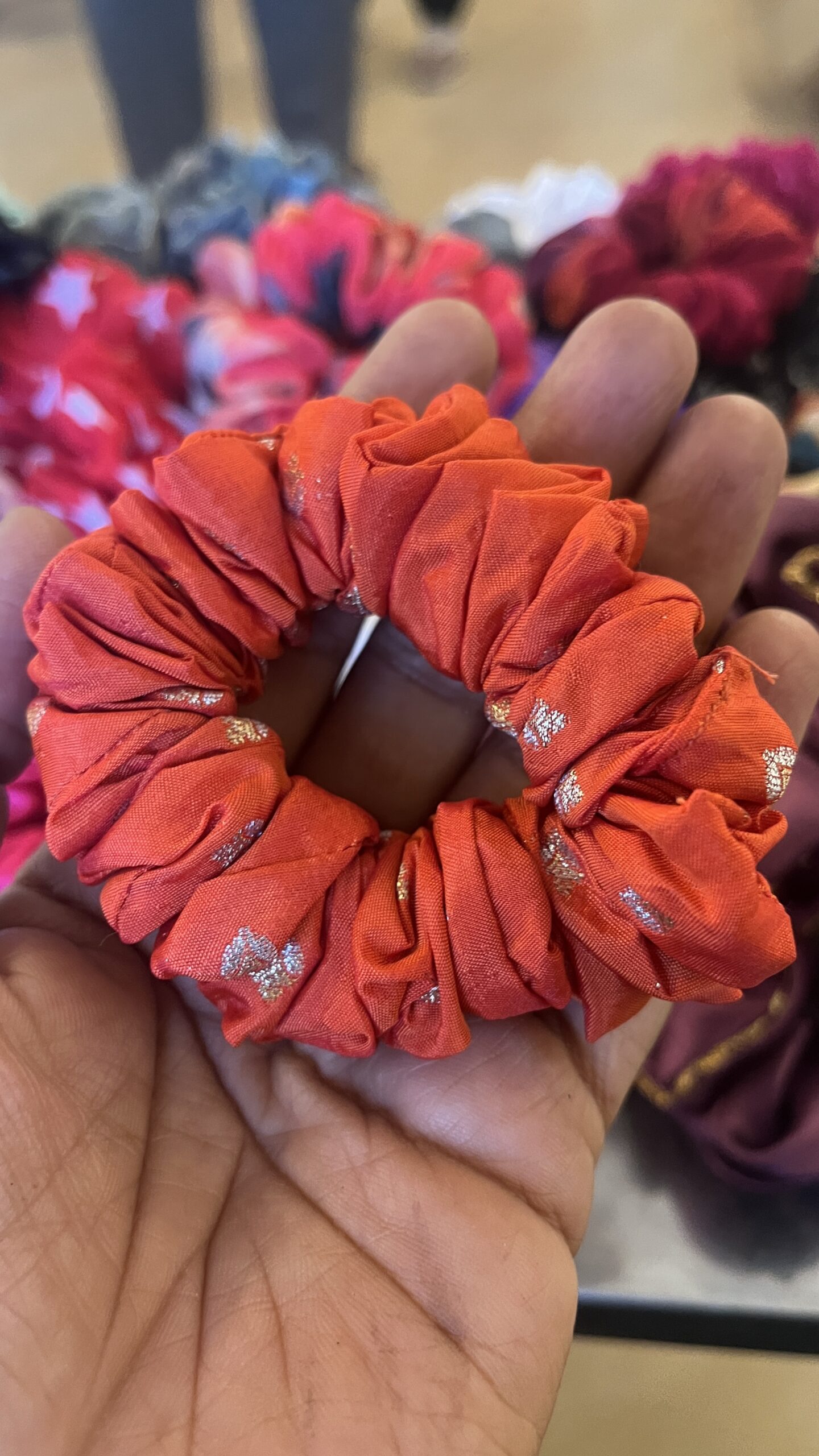 Orange silk cotton Scrunchie