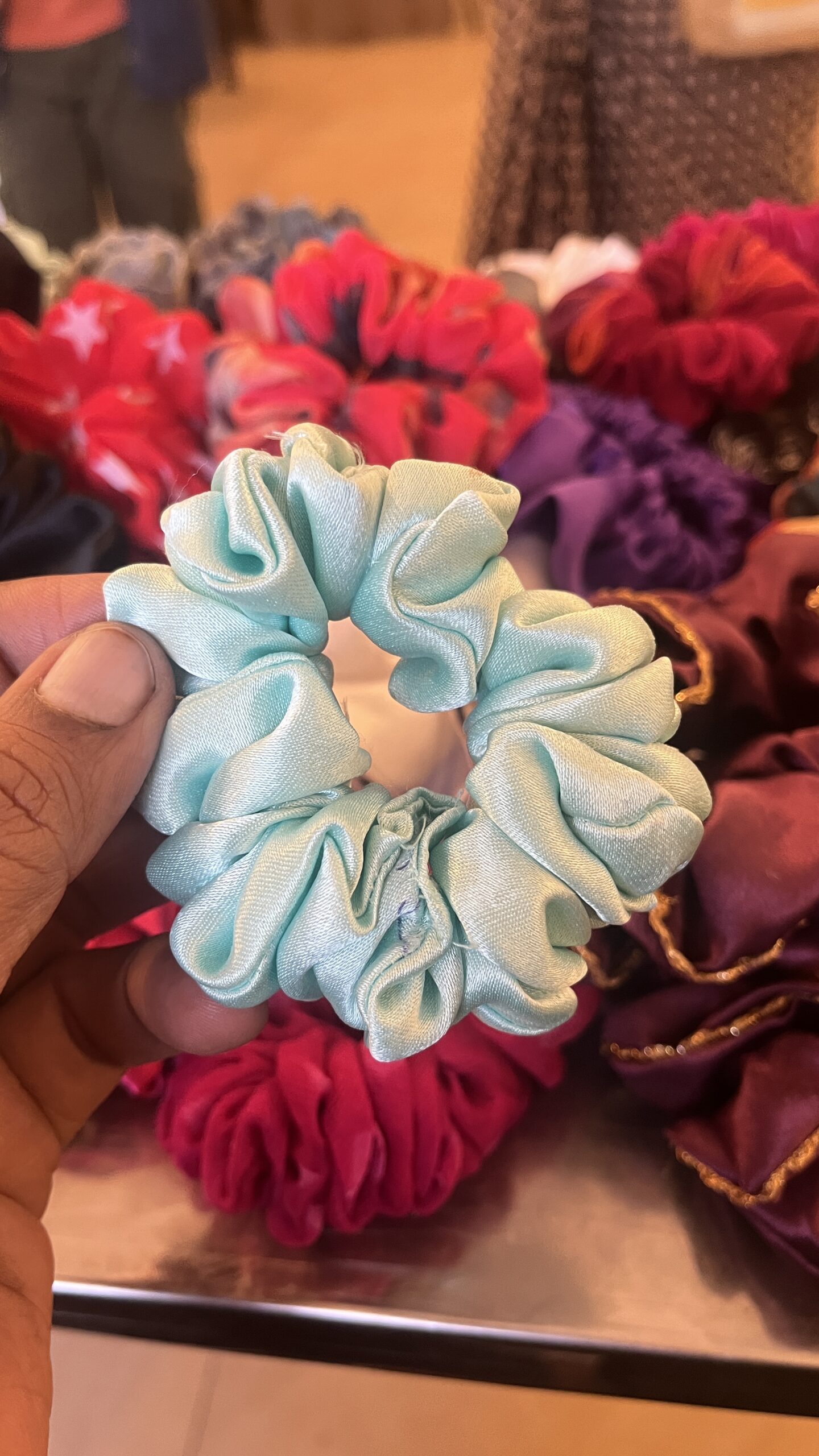 Satin Green scrunchie