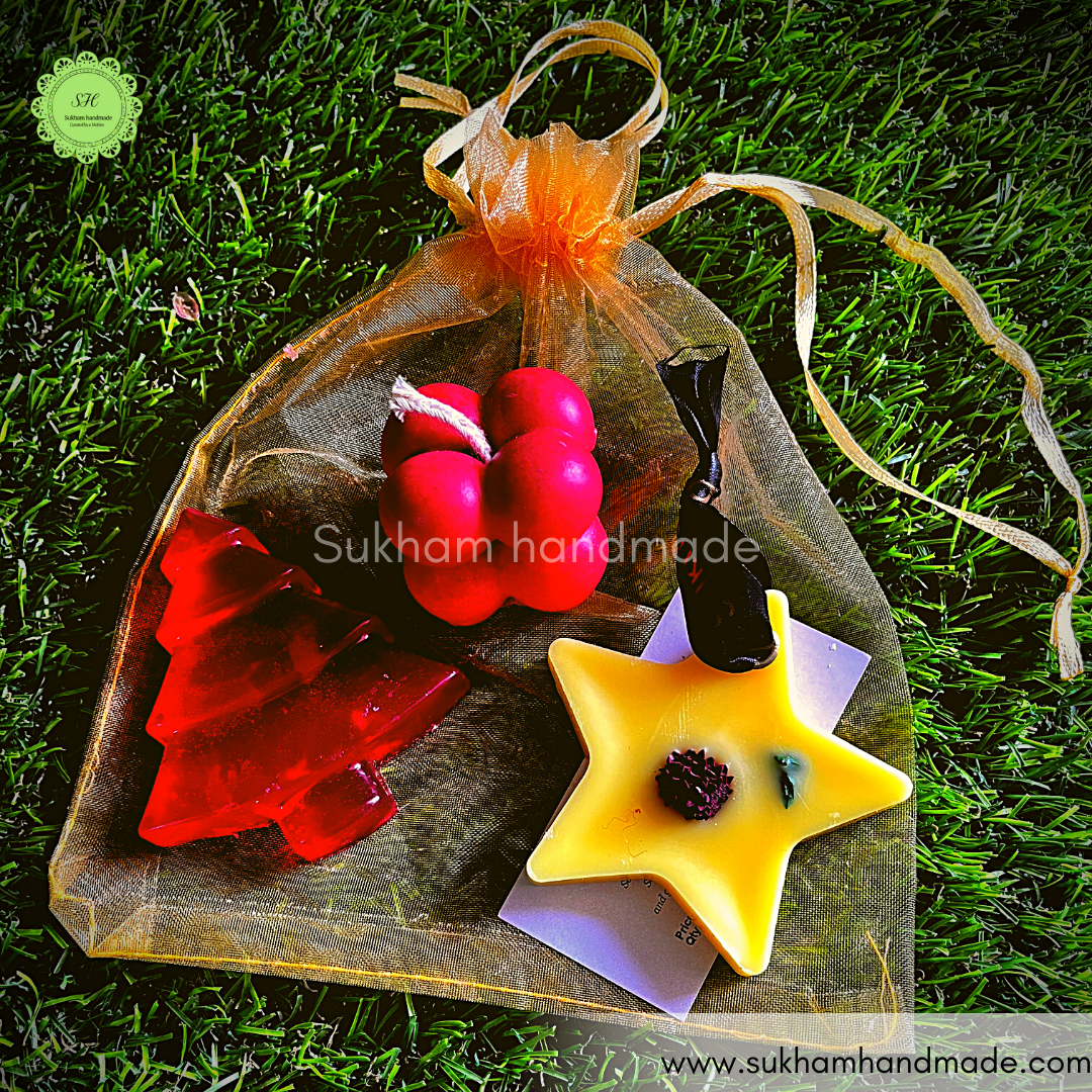 Xmas Hamper - Bubble candle, Wax Sachet , Mini soap