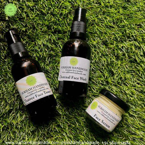 face toner, face wash and face serum combo pack for oily skin