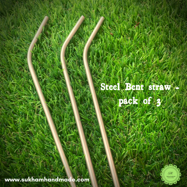 reusable stainless steel straw pack of 3